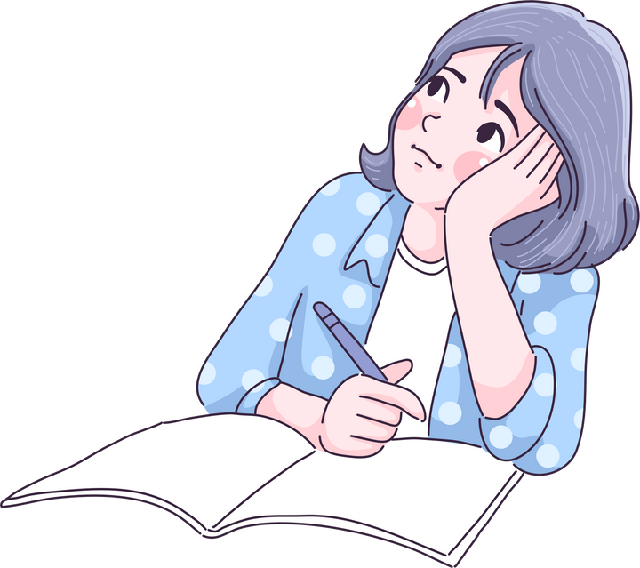 Woman Thinking and Writing